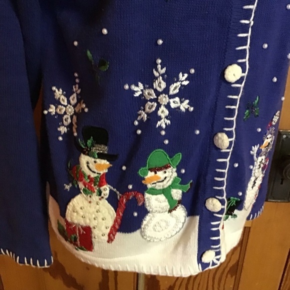Retro Y2K embroidered beaded Christmas cardigan - Picture 7 of 12